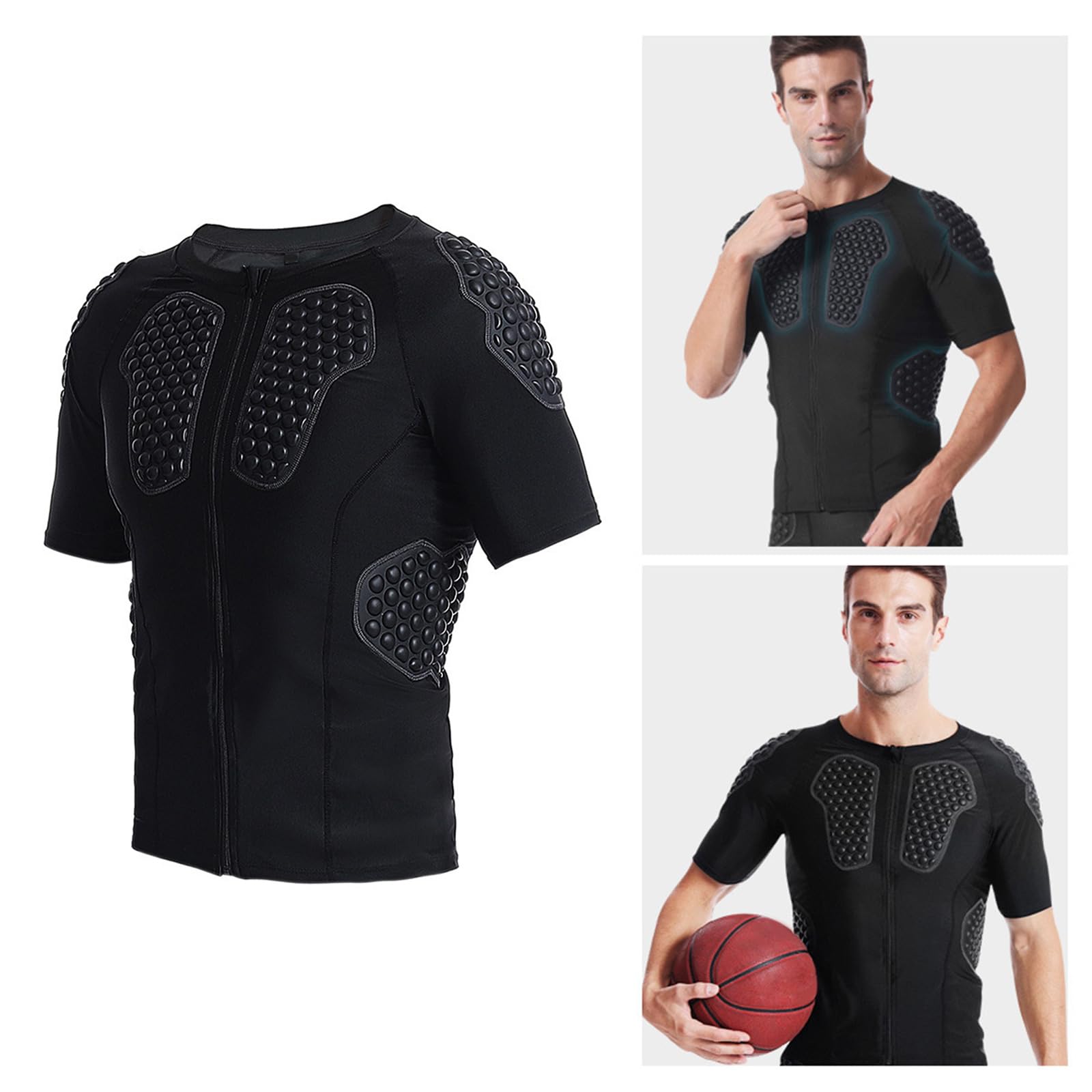 Camiseta acolchada de compresión para hombre, camiseta acolchada de compresión para deporte, fútbol, baloncesto, fútbol, equipo de protección, protectores de pecho, camisetas acolchadas de compresión