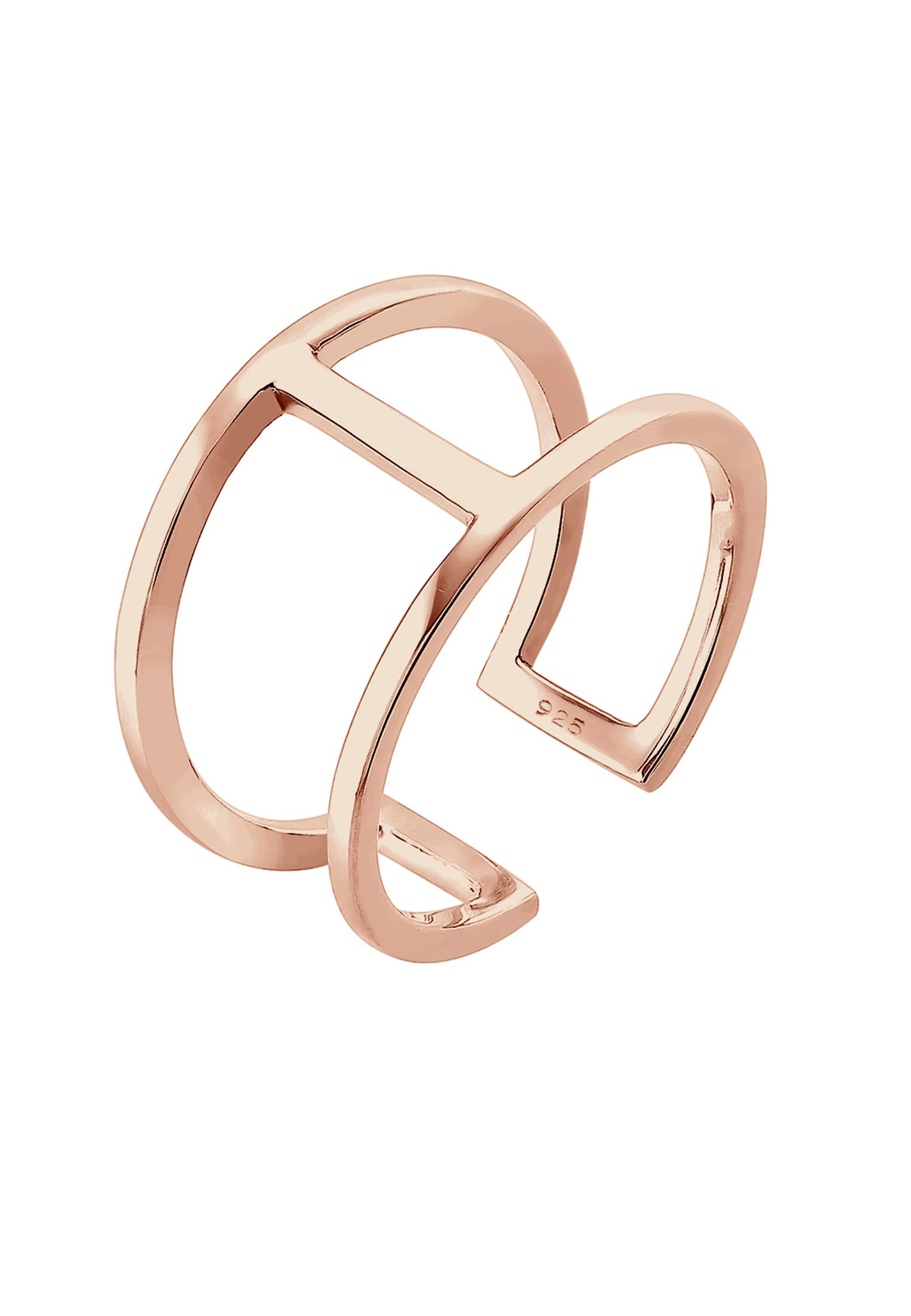 Elli Women Geo Minimal Trend 925 Silver Rose Gold Plated Adjustable Ring 0603181617_54