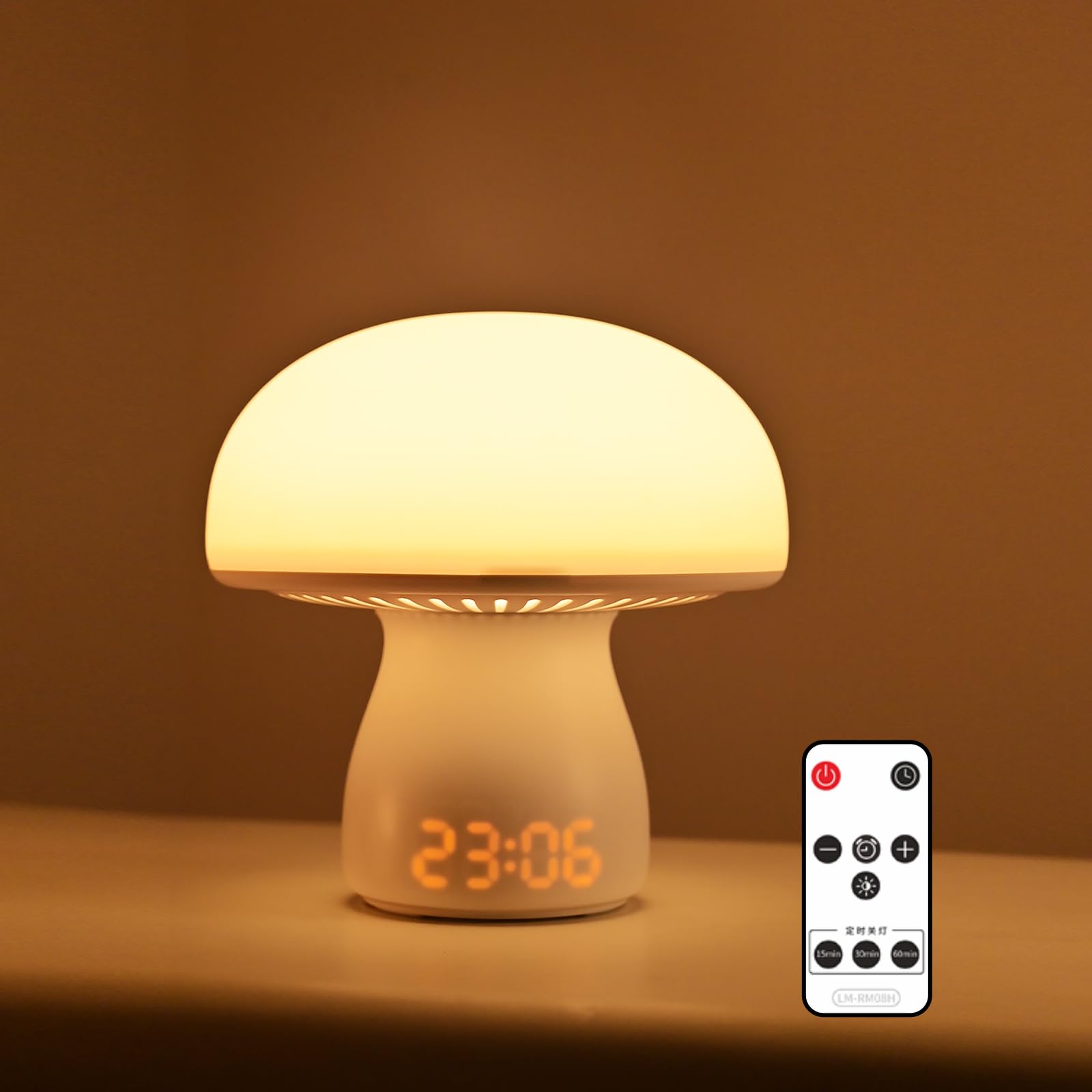 AVEKI Touch Bedside Lamp for Bedroom Mushroom Night Light with Time & Remote