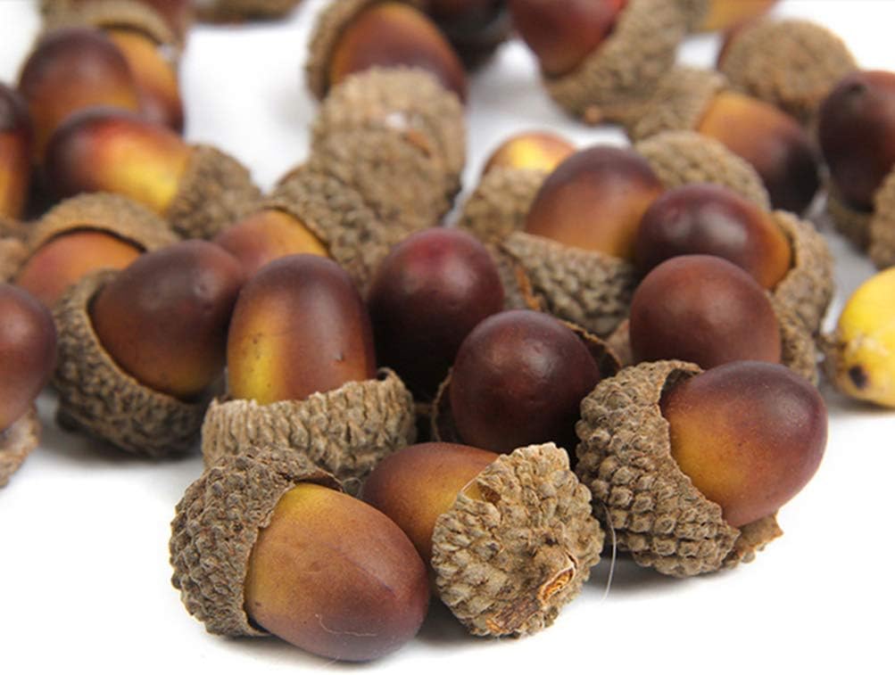 Amosfun 50pcs Artificial Acorns with Acorn Cap Craft Acorns for Autumn Thanksgiving Christmas Decoration DIY Craft Fake Fruit Prop - Image 5