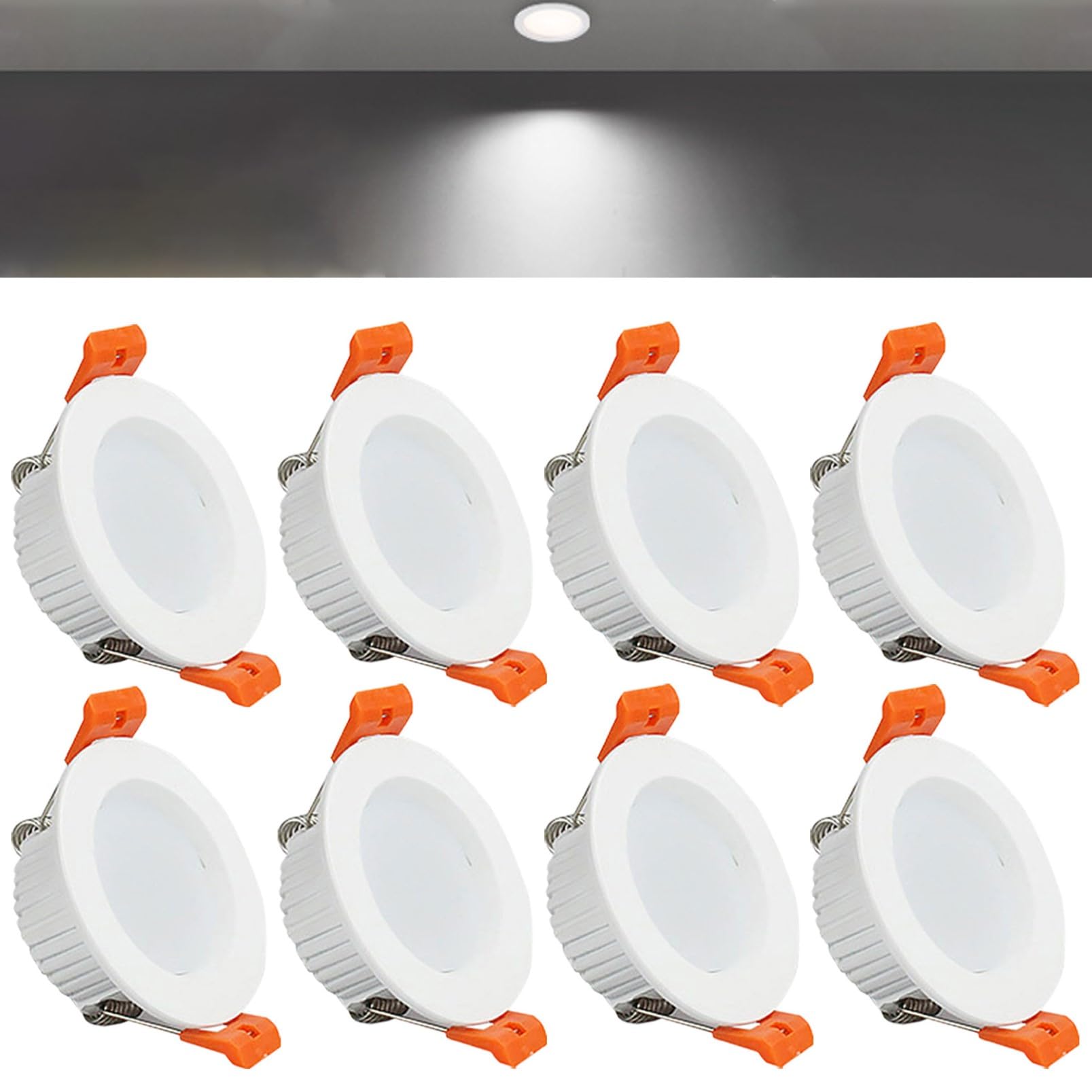 TTiiLoe 3W Round LED Recessed Ceiling Spotlights, 6000K Cold White Ultra Slim Panel Ceiling Light, Cut Φ50-55mm, AC110-240V Downlights for Hallway Stairwell Showroom, 8 Pack
