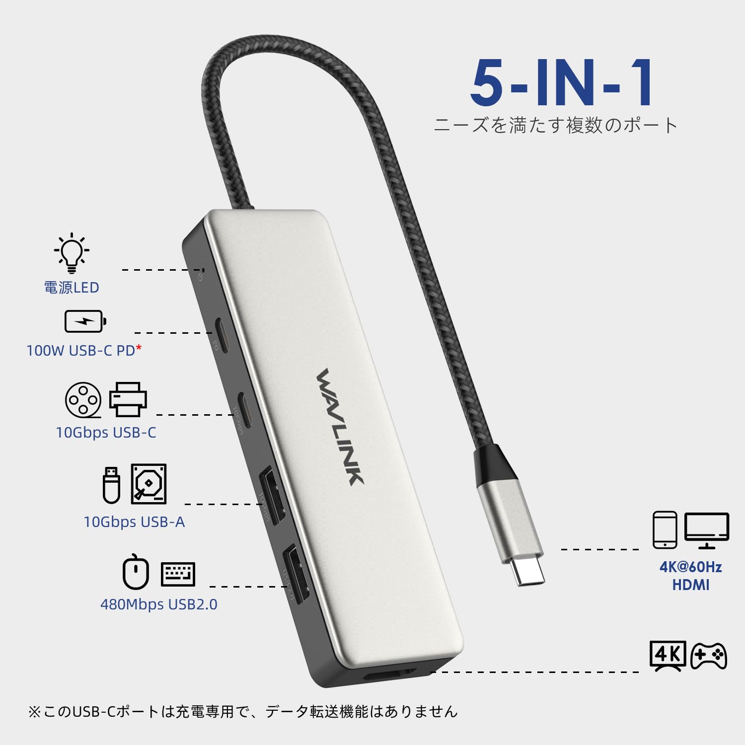WAVLINK USB Type-Cミニドッキングステーション Amazon | WAVLINK USB-C 10Gbps ミニドッキングステーション5-In-1