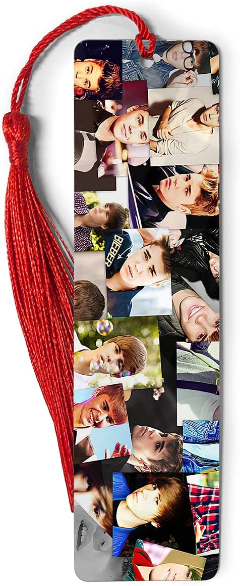 Bookmarks Ruler Metal Justin Bookography Bieber Measure Collage Tassels Bookworm for Reading Bookmark Christmas Ornament Markers Bibliophile Book Gift