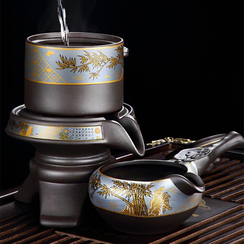 Amazon | HKGFAYO 紫砂茶回転自動ティーポットクリエイティブメーカー  