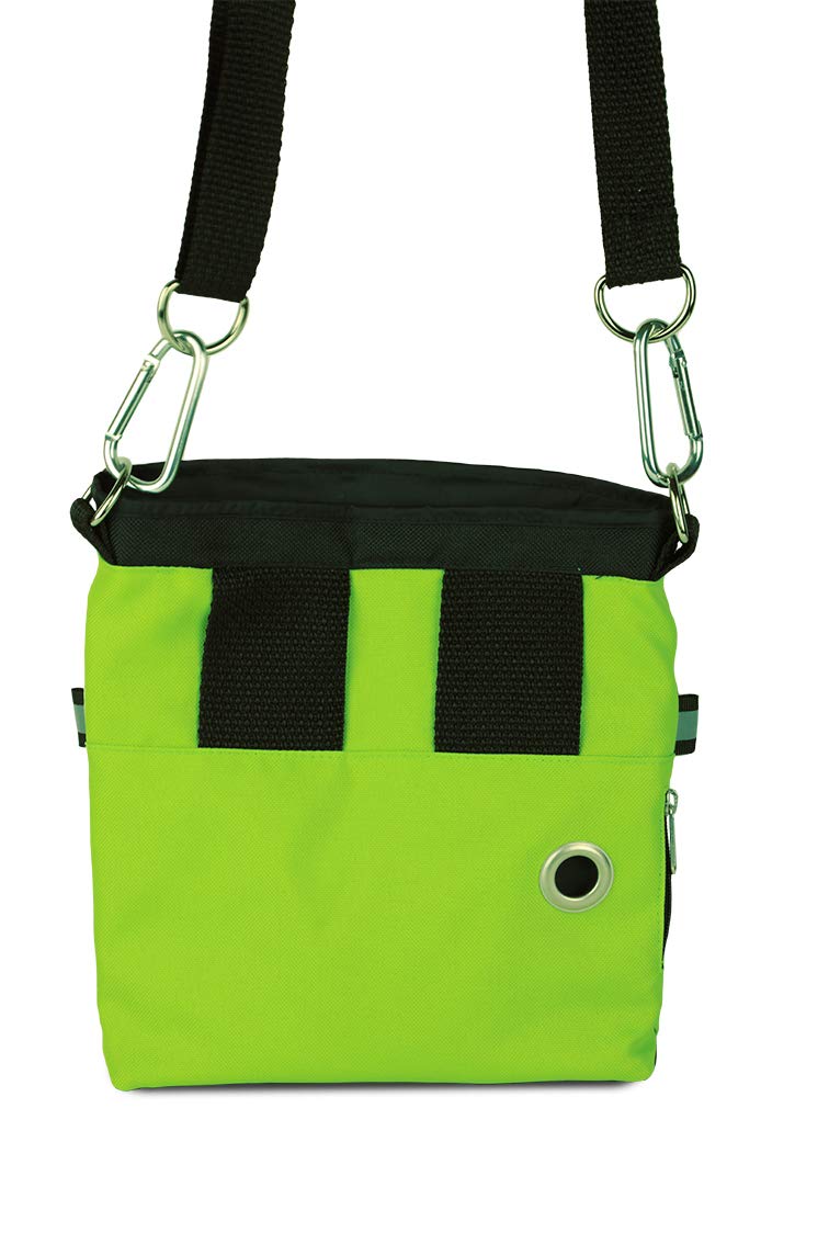 Mit Wunschname möglich. Schultertasche, Hüfttasche, Leckerlitasche für Hunde, Futtertasche mit Magnetverschluss und Kotbeutelfach, Leckerlitasche Magnetic Green Edition