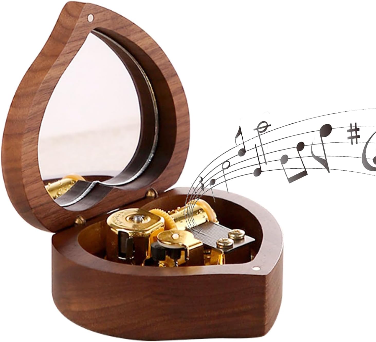 Nausicaa of The Valley of The Wind Music Box Walnut Heart Shape 18 Note Music Gifts with Gold Musical Movement, Gift for Christmas Anniversary