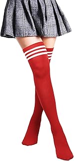 Calcetines Sobre la Rodilla para Mujer, Calcetines de Invierno Calcetines Deportivos de Fútbol Calcetines Largos para Cosplay Disfraz de Animadora Universitaria para Mujeres y Niñas