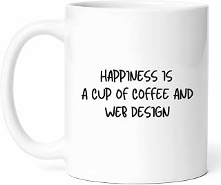 Hapiness Is Coffee And Web Design Mug - Digital Creator Cup - Tech Savvy Funny Gift From Colleagues - Experience Tea Mugs - Graphic Designer Cups - 11 Oz Ceramic Gifts For Developers, Birthday, Him