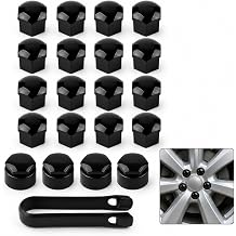 20PCS 17mm Gloss Black Wheel Nut Covers, 16 Standard + 4 Locking Car Bolt Caps with Removal Tool, Universal Push Fit Protection for Most Vehicles
