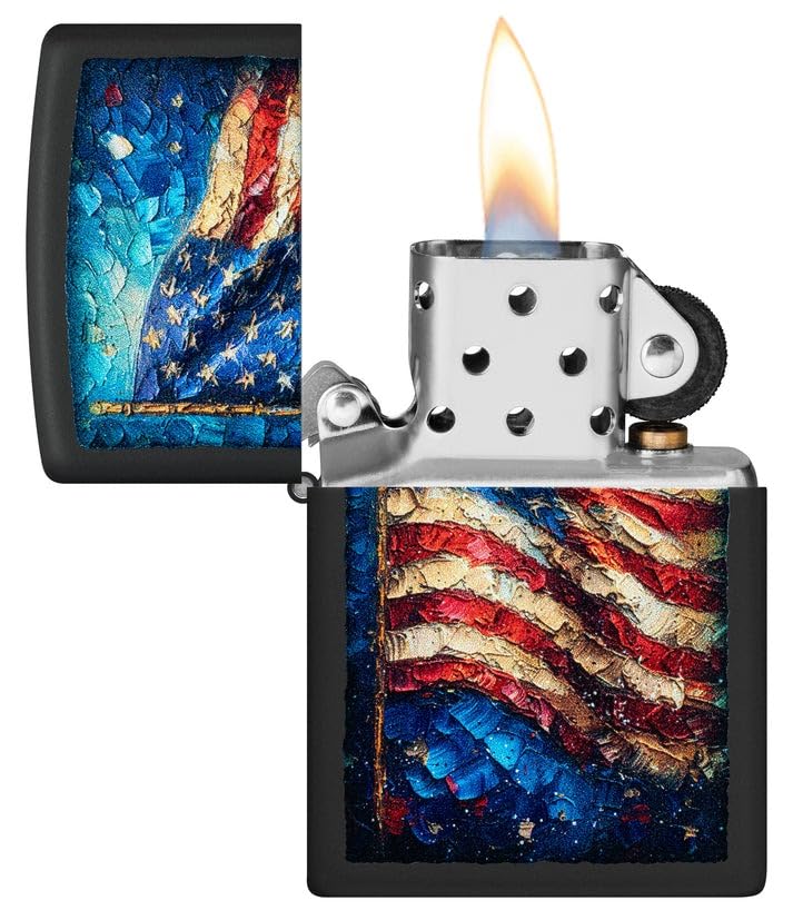 Encendedor Zippo con diseño negro mate bandera pintada miniatura 6