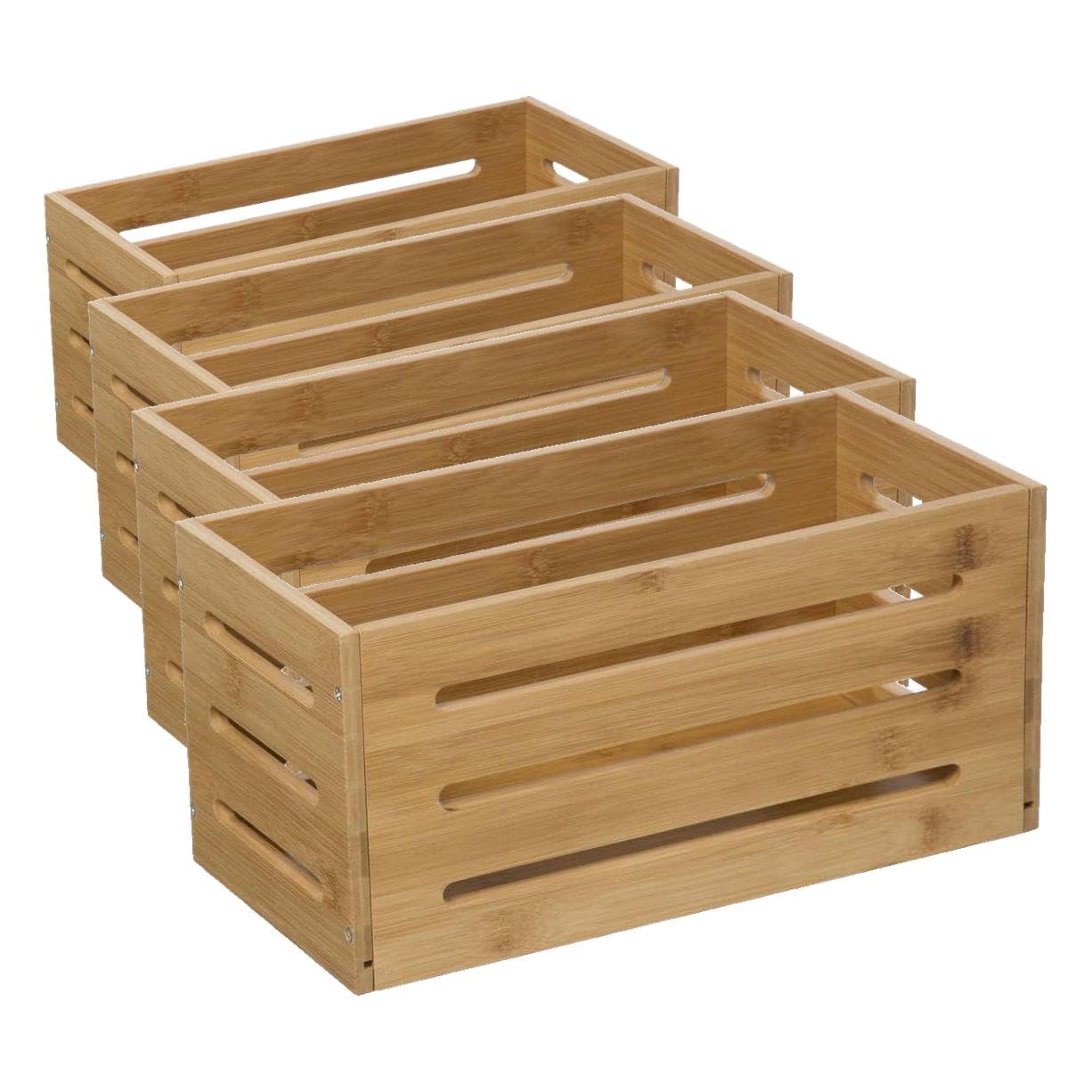 Boite de rangement en bambou 31x15 cm par 4 pour tiroir et placard