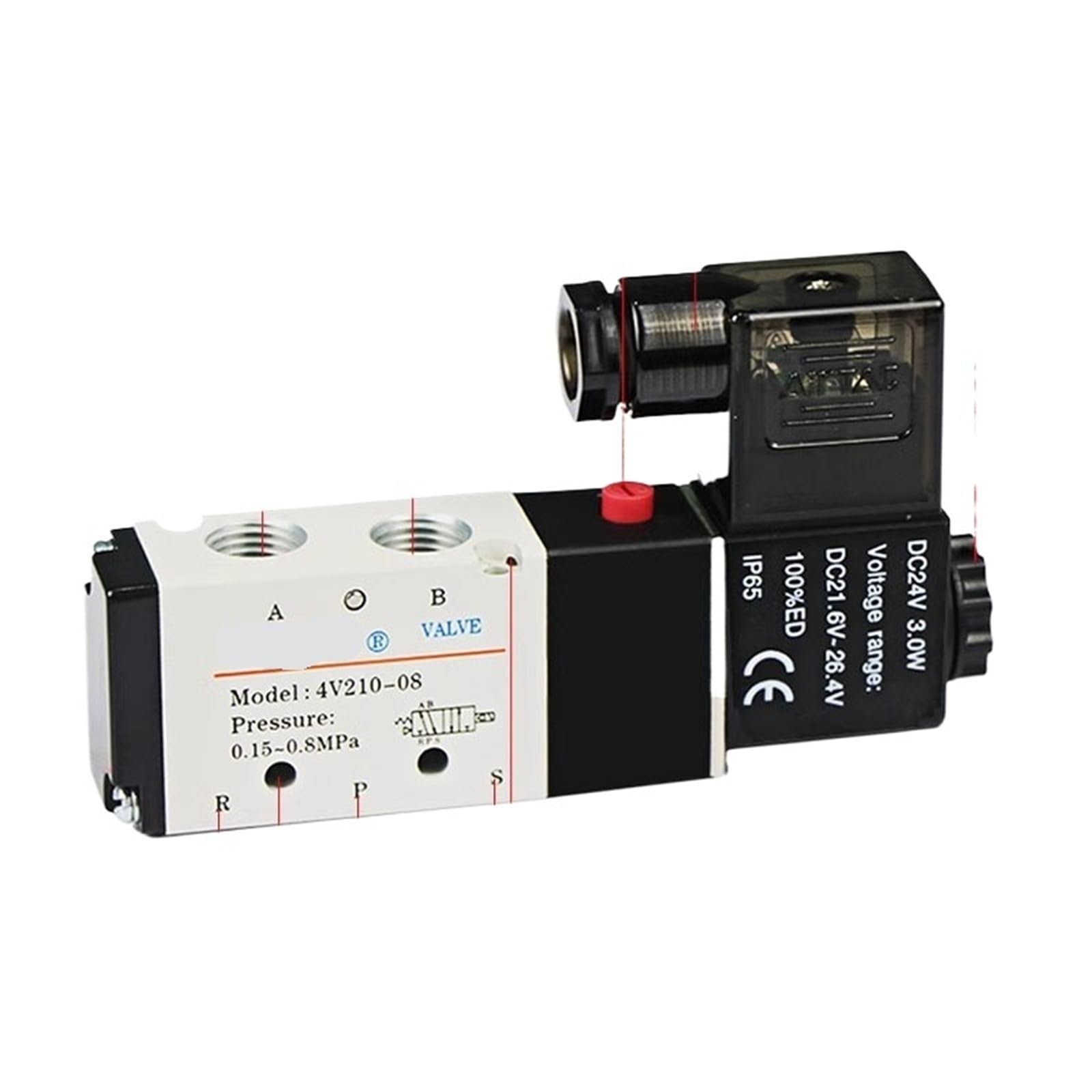 Electroválvula neumática de 5/2 vías 4V110-06, 4V210-08, 4V310-10, 4V410-15, 12 V, 24 V, 110 V y 220 V, válvula de control de dirección(4V210-08,AC220V)