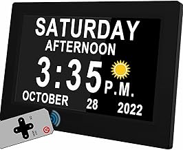2023 Upgraded Dementia Clock 2.0 with Auto DST Adjustment, Sun/Moon Icons & Custom Reminders, Day Clock for Memory Loss, Alzheimer's, 7 Inch with Remote Control