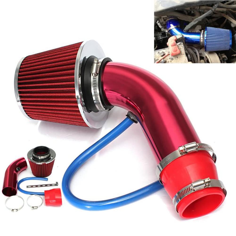 Tubo di aspirazione dell'aria fredda, 76 mm universale compatibile con il filtro turbo di aspirazione dell'aria fredda dell'auto Filtro dell'aria in alluminio di flusso di induzione