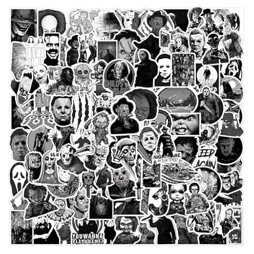 100 pegatinas de película de terror con personajes de graffiti, vinilo resistente al agua, negro y blanco, pegatinas de terror para portátil, maleta, Halloween, decoración de pared | Ya disponible en tu tienda friki favorita! En mundofriki.es!