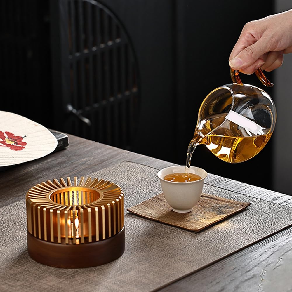 Fornelletto In Ceramica Nera Per Teiera, Con Portacandela E Base In Lega, Per Riscaldare Tè, Caffè, Latte