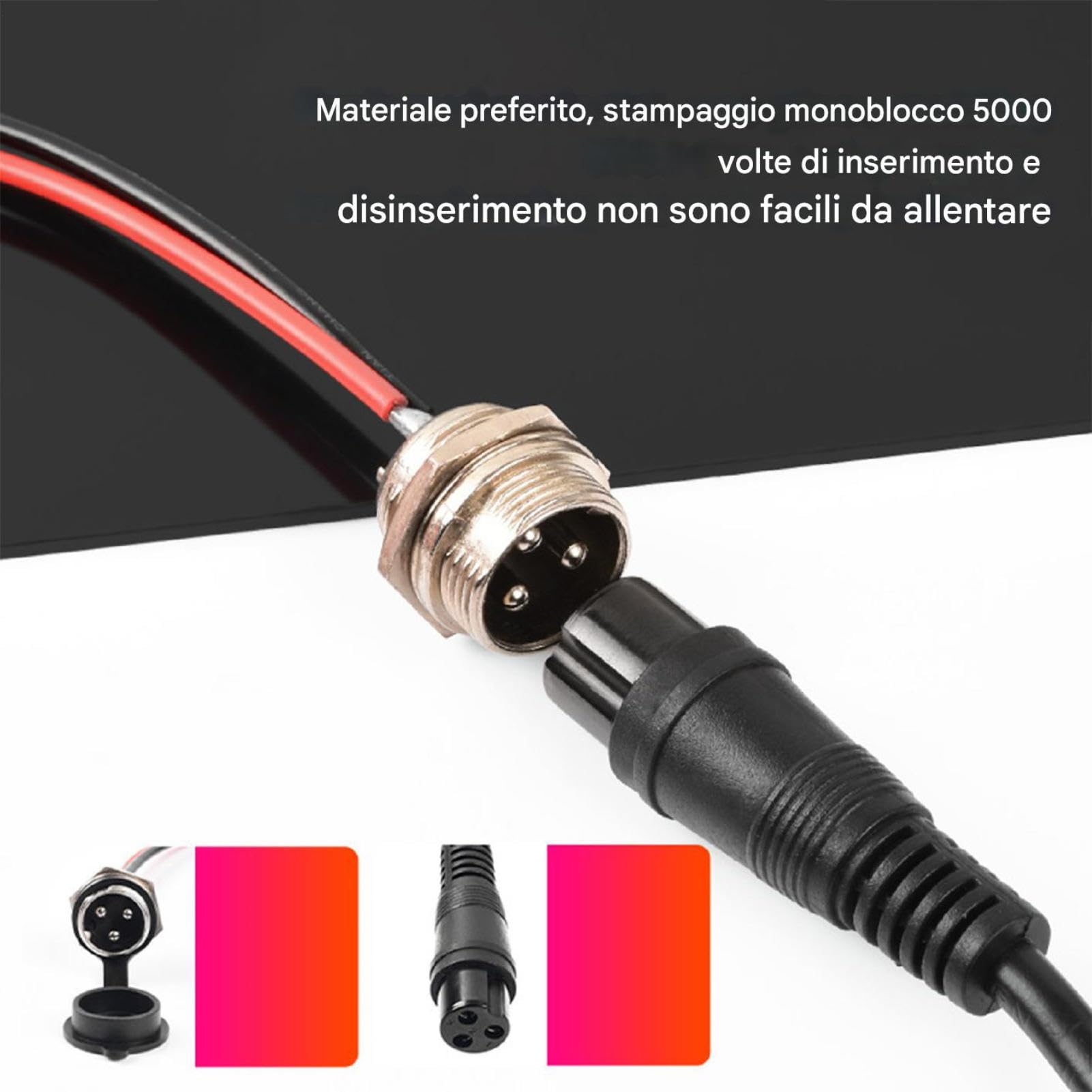 Connettore Porta di Ricarica per Scooter Elettrico 3 Pin 220V Materiali Ignifughi