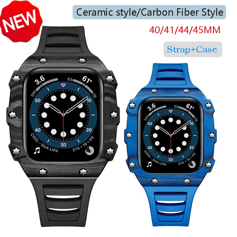 Kit de modification en fibre de carbone luxe pour Apple Watch 45mm boîtier agate