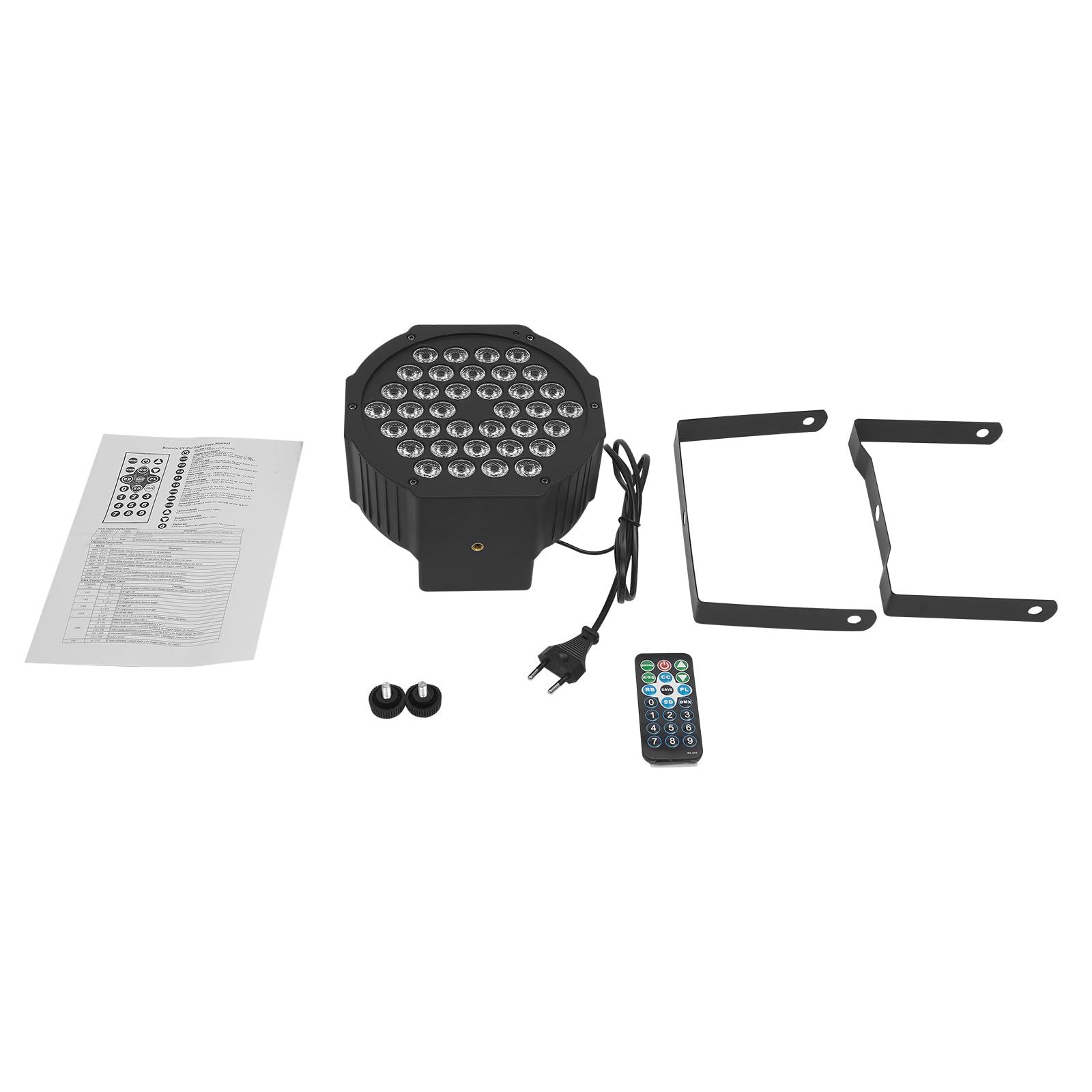 Lampa sceniczna LED, 36 diod UV, oświetlenie sceniczne, z pilotem zdalnego sterowania, kolor czarny, tworzywo sztuczne/żelazo/aluminium, 17,7 x 10 cm, DMX, pilot zdalnego sterowania, do DJ/klubu/na