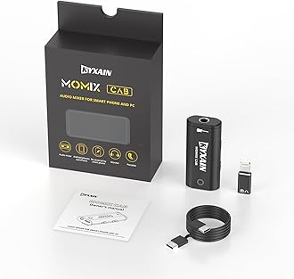 Guitar Audio Interface Pocket Internal Recording Sound Card with Type-C & Lightning for Live Streaming by iPad, iPhone, Android, PC Plug and Laptop Plug & Play