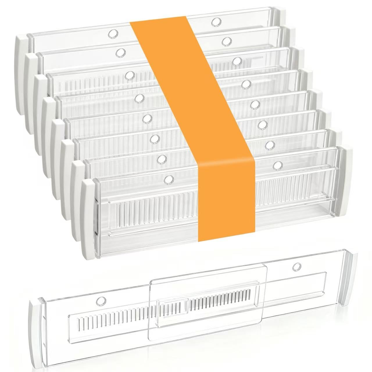 Schubladentrenner, 8 Stück durchsichtige Kunststoff Schubladen Trenner, verstellbar 28,5-50,5 cm, Aufbewahrung für Küche und Schlafzimmer