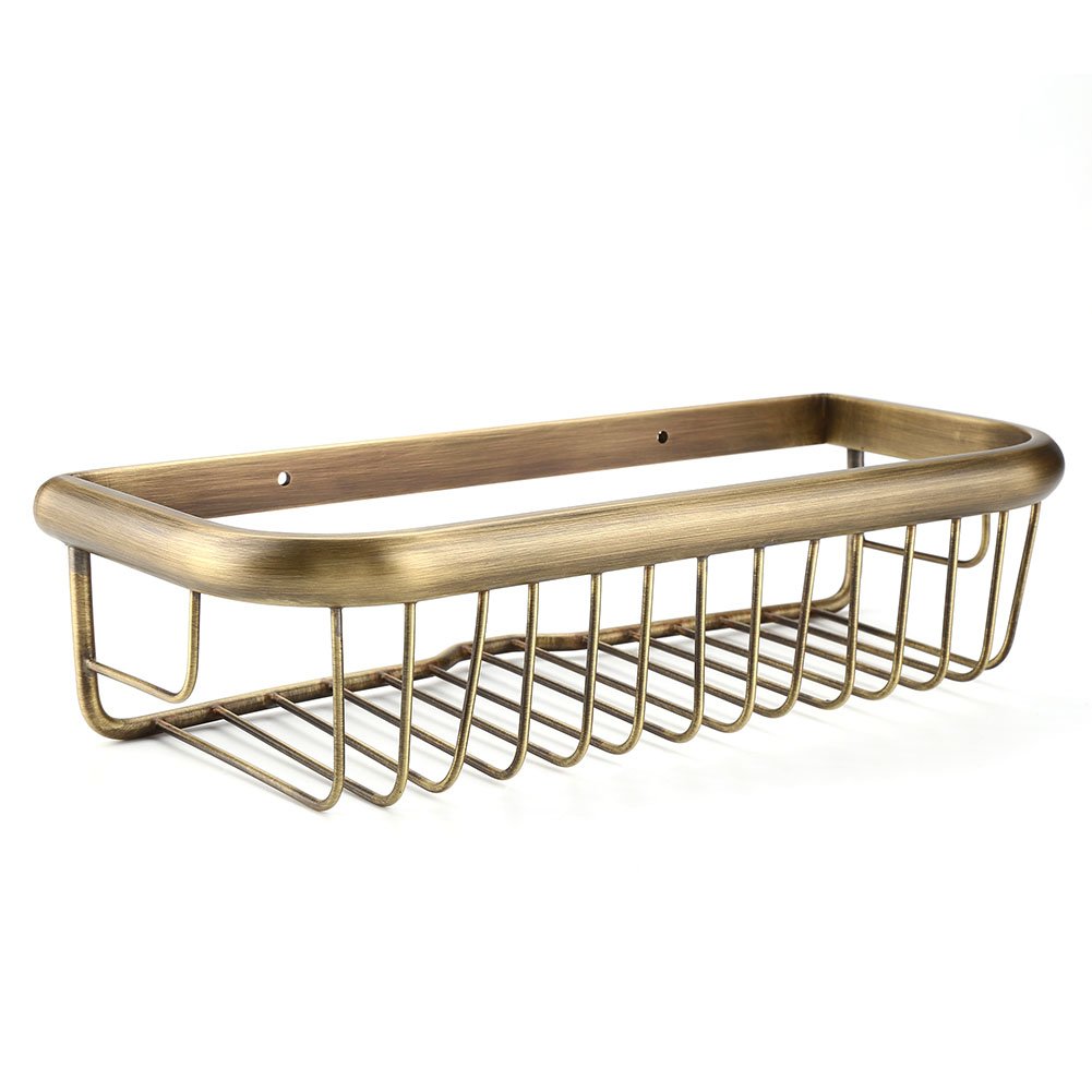 Cesta de Ducha, 30cm Largo, Latón Sólido, Antiarañazos, Montaje en Pared, Cesta de Ducha Baño Estante de Gel Champú, Organizador para Baño para Cocina, Retro