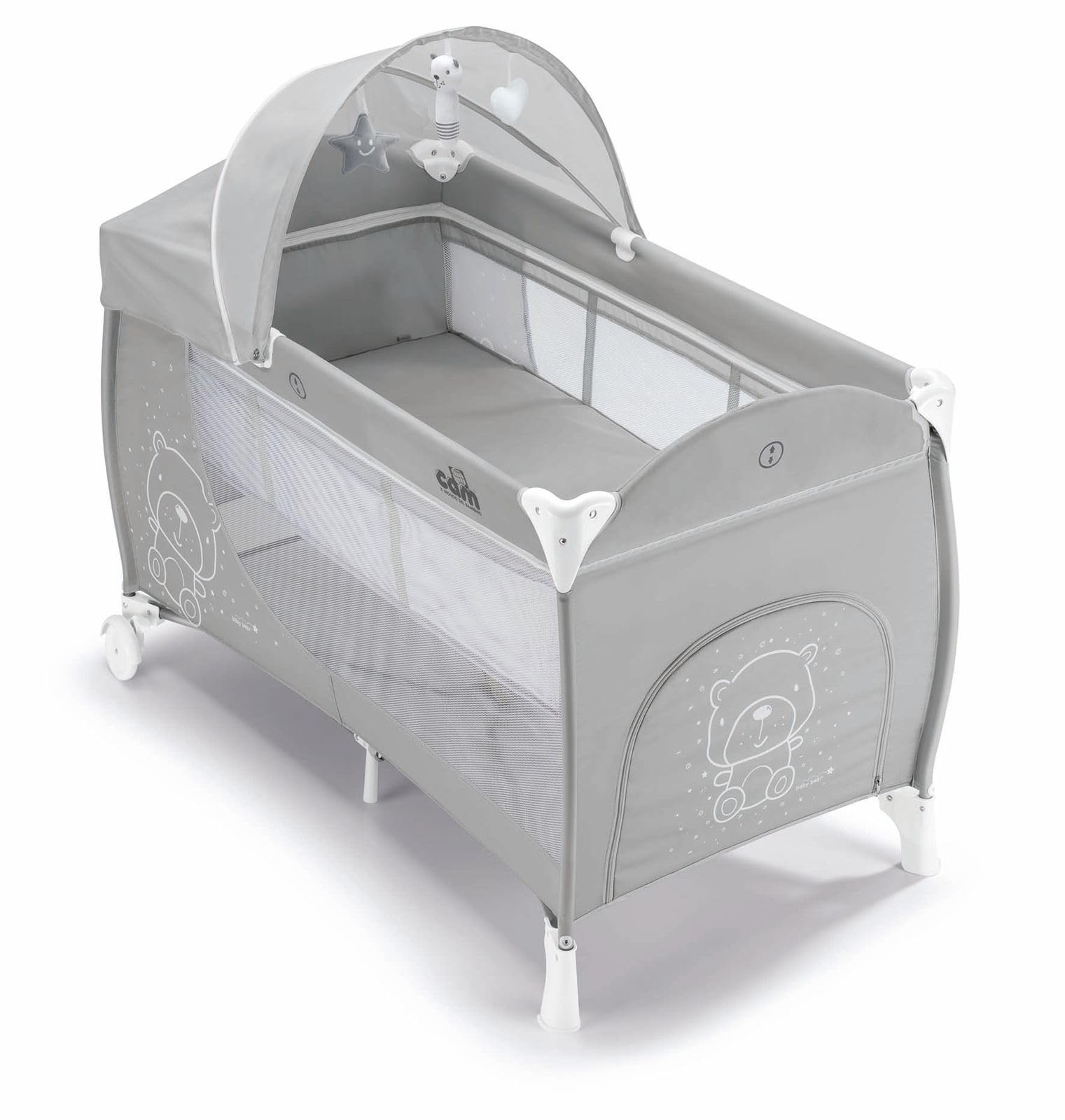 CAM Il Mondo del Bambino - art.L113/T247 - Lettino Daily Plus - perfetto da 0 a 36 mesi - TEDDY GRIGIO