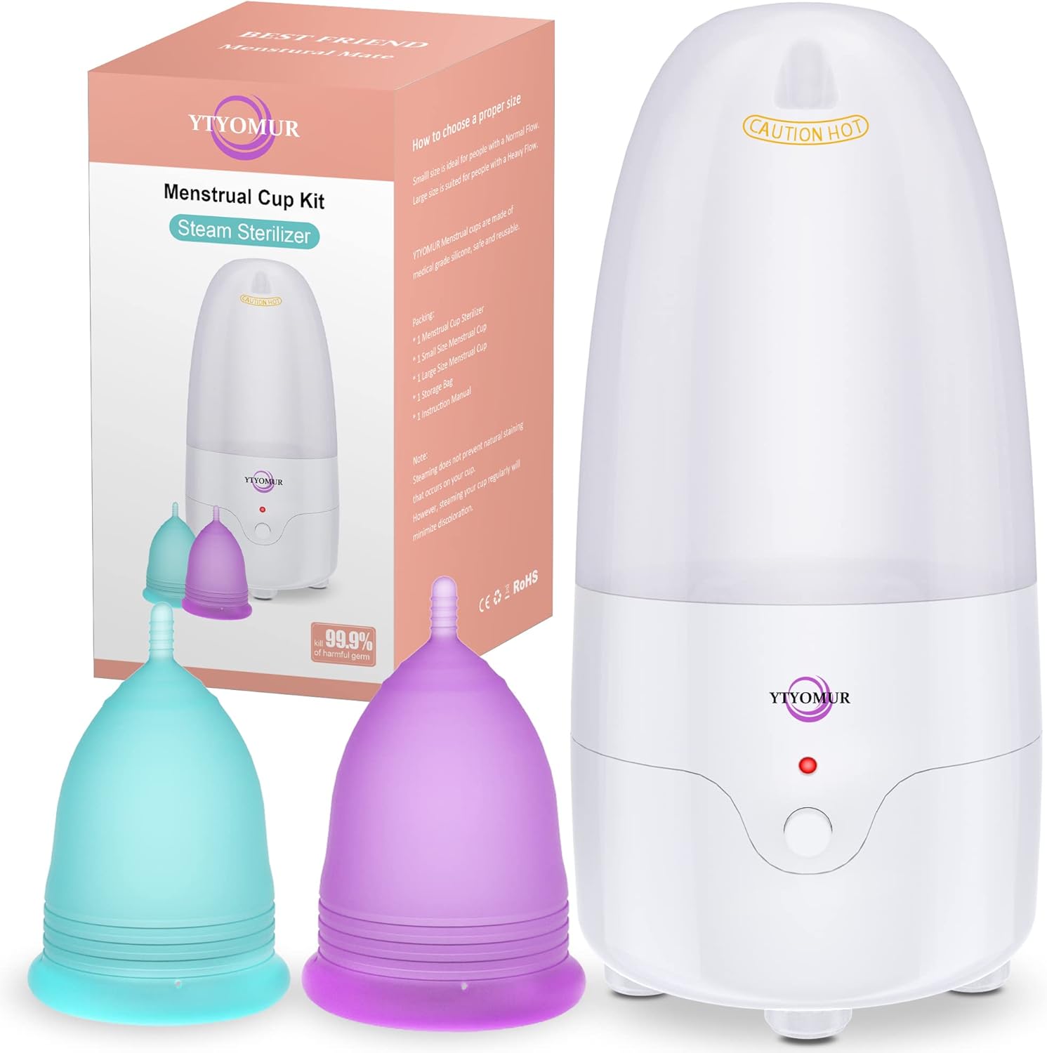 YTYOMUR Menstrual Cup Steamer Sterilizer with 2 Reusable