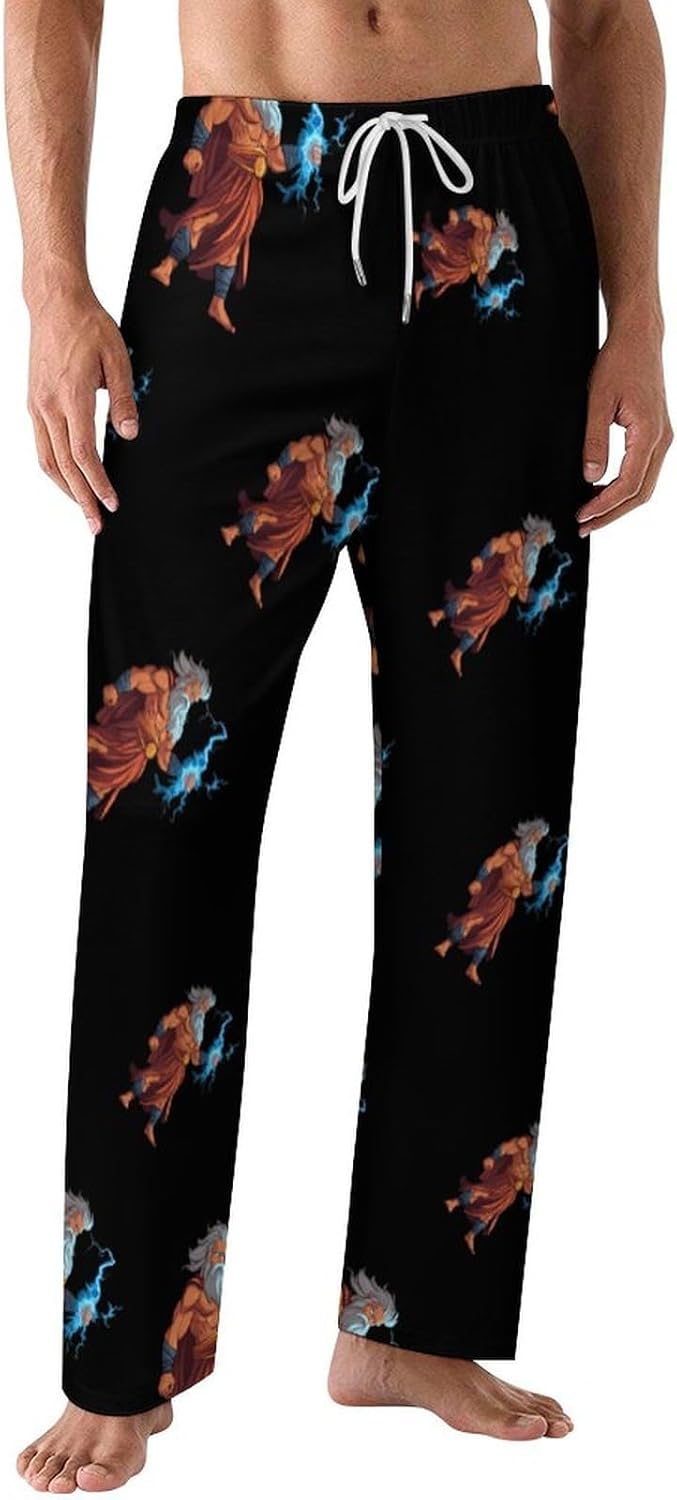 Zeus God of Thunder Greek God Men's Sleep Pants Drawstring Pajama Bottoms Comfortable Sleepwear Lounge Pants