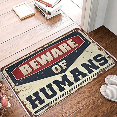 PLOWS Tapete de entrada externo Beware of Humans Capacho de porta externa para decoração de casa de