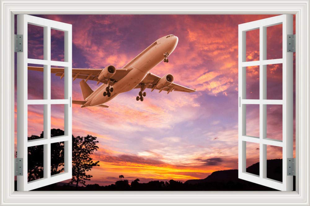 Deursticker 3D 3D Glazen Raam Deur Exterieur Landschap Deur Sticker Zelfklevend Vinyl Badkamer Kamer Decoratie Behang Home Design Muurtattoo-Photo Color 77X200Cm