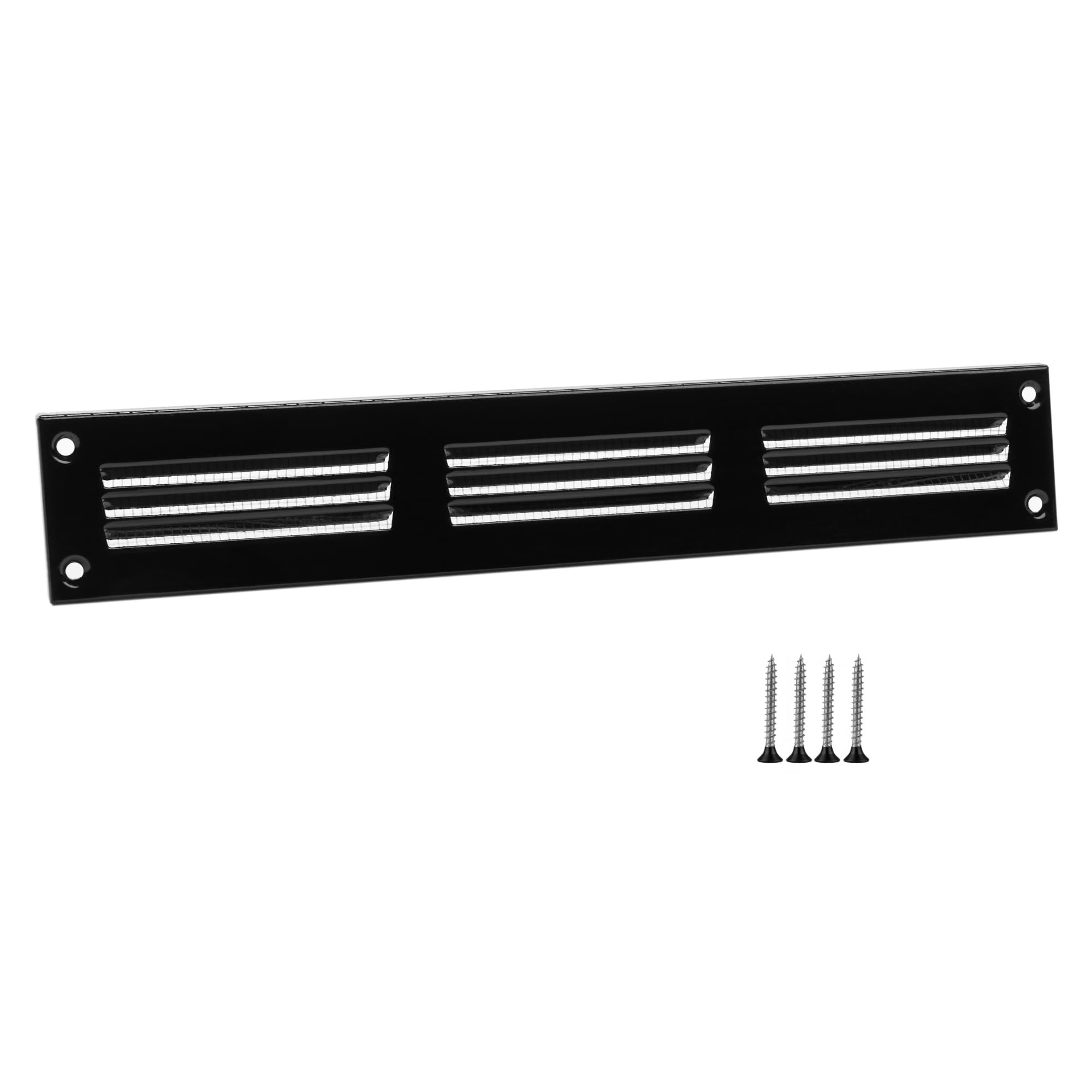 TURvent 10x1 Vent Cover (Duct Opening) - Black HVAC Return Air Grille for Wall and Ceiling - Metal AC Vent Cover with Mesh - Rectangular Ventilation Register - External Dimensions: 11.81" W x 1.97" H — image 1