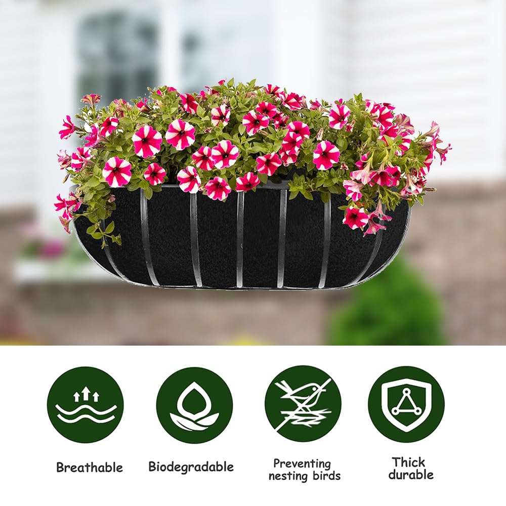 KBIBCK Hanging Basket Liner, 3PCS Felt Trough Planter Liners, Wall Basket Liner for Troughs 24 IN Outdoor Planter Liners - Image 4
