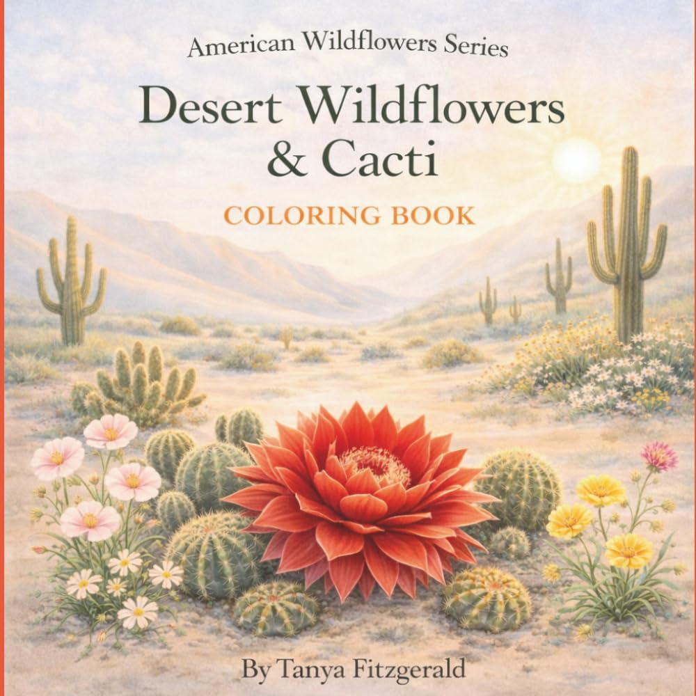 Desert Wildflowers and Cacti Coloring Book: American wildflowers series