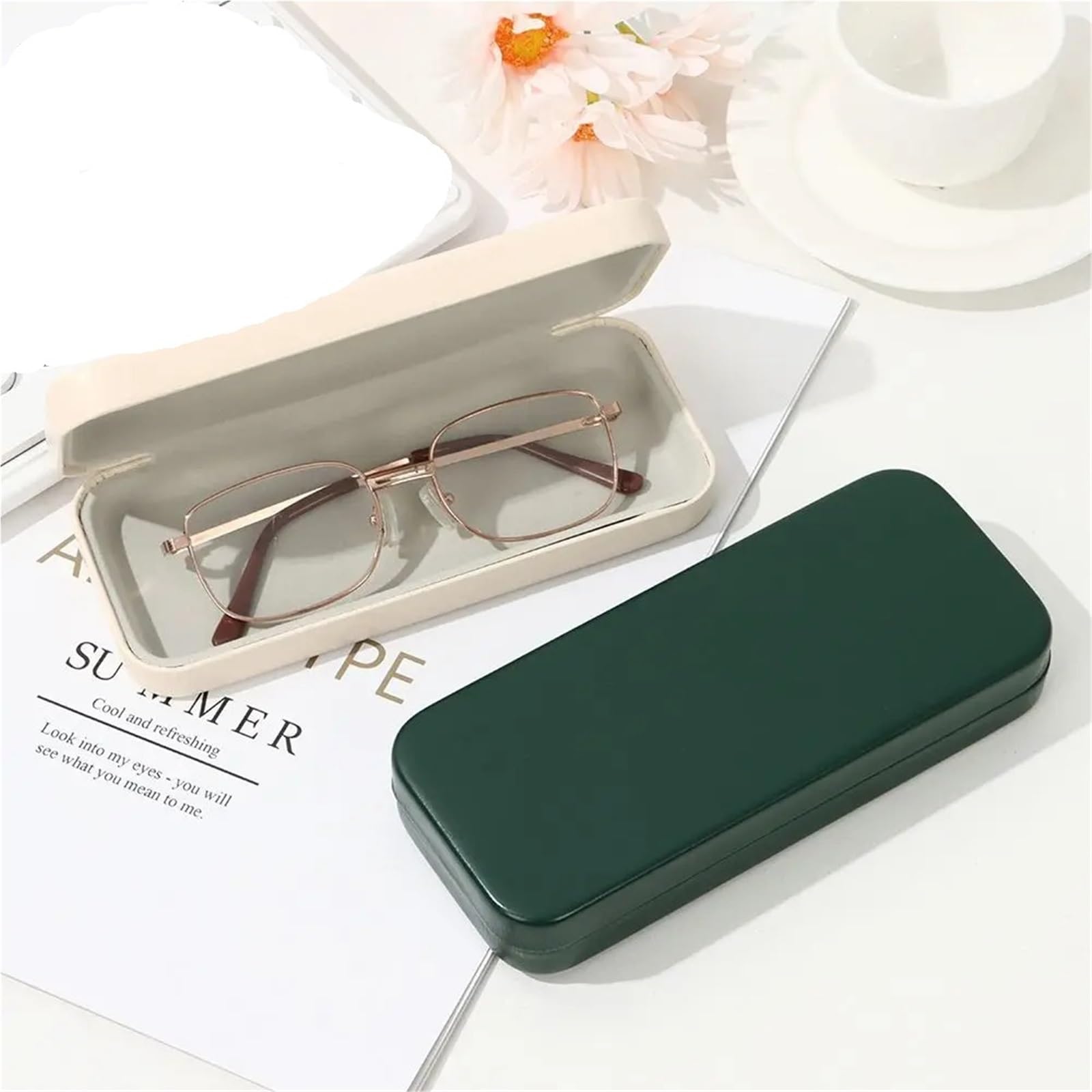 estuche para gafas, Estuche de hierro sencillo y elegante for gafas sol(Silver)