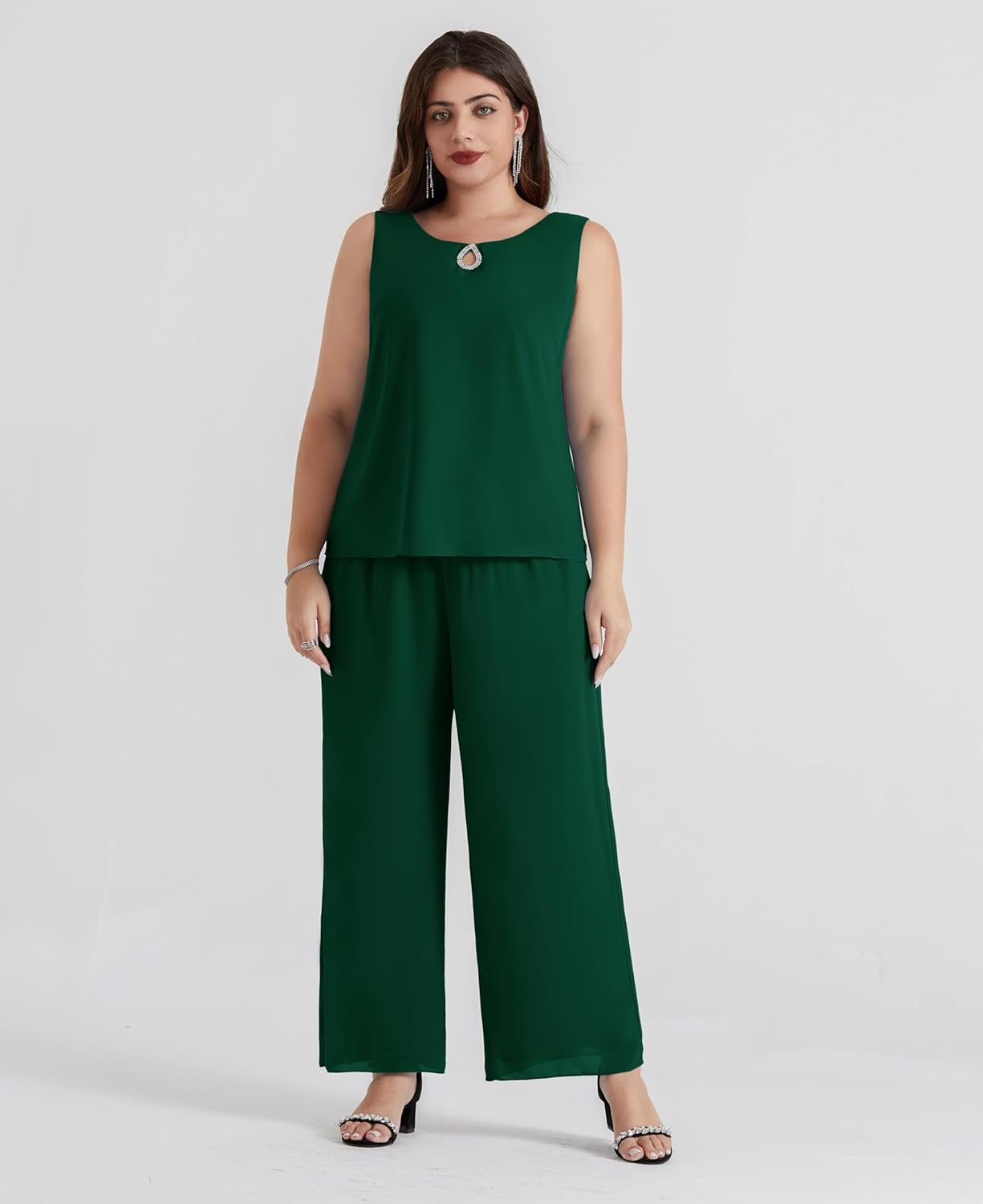 Hanna Nikole Plus Size Pants Suits 3pcs Mother of The Bride Suits for Wedding Guest - Image 3