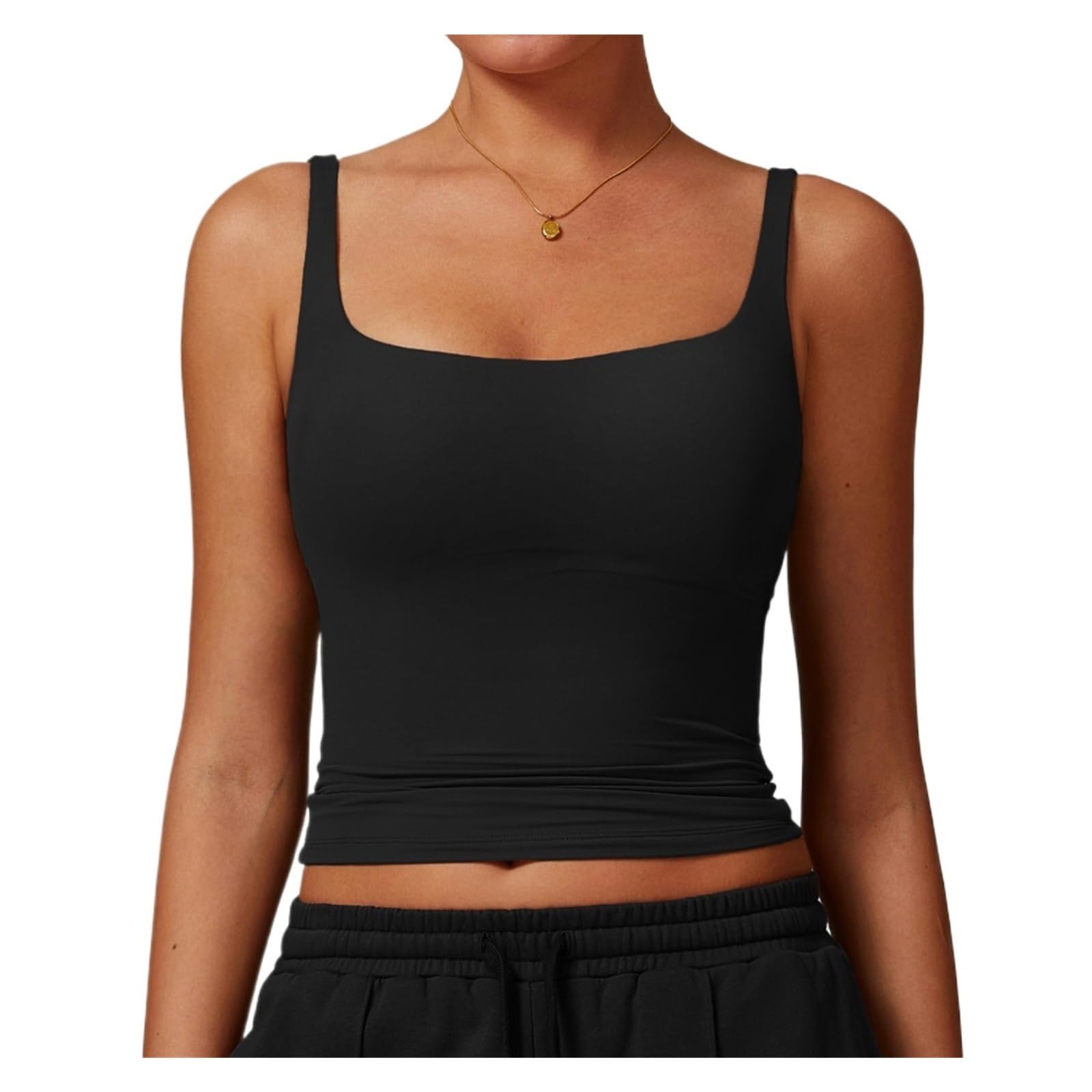 Top da Yoga Reggiseno Sportivo da Donna, Scollo Quadrato, Aderente, Canotta Yoga, Palestra, Corsa, Traspirante, Casual, vestibilità Comoda, Top Allenamento