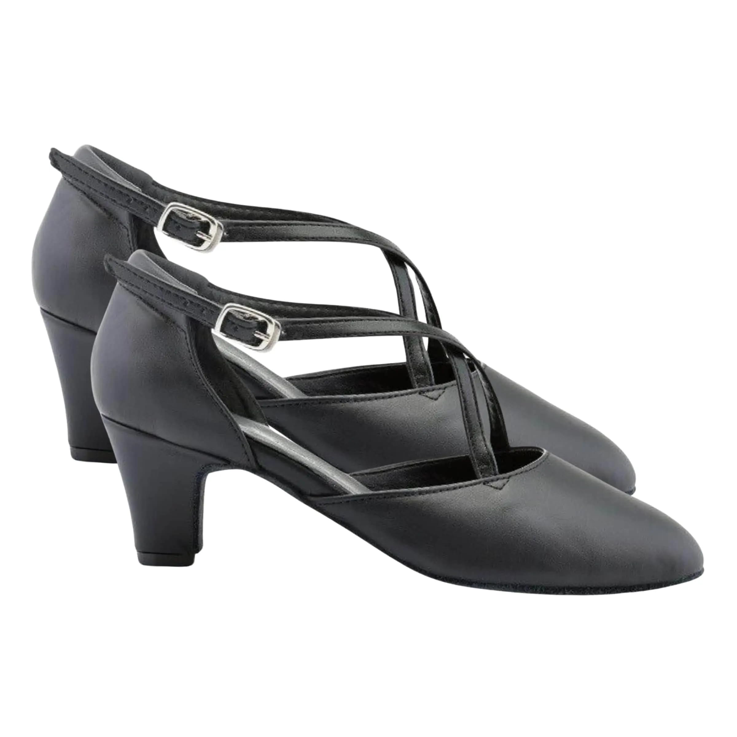 Scarpe da Ballo Donna Incrociato Cuccarini Vera Pelle Chiuse Tacco 5 Allenamento Sala Danza Liscio Studio Broadway - Made in Italy