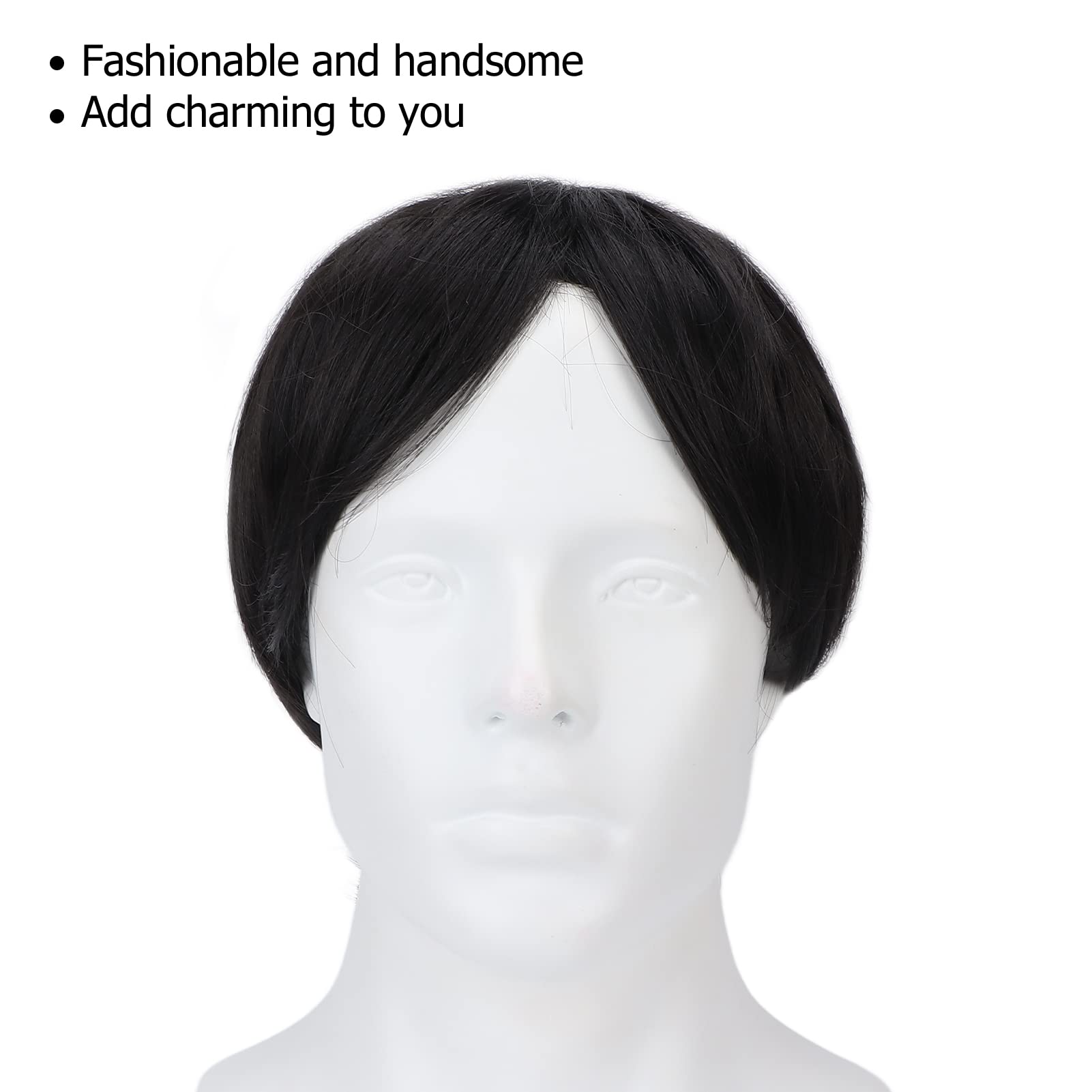 Men Short Wig, Black Finely Trimmed Wigs with Shapes Designed by Professional Hair Stylists - Image 4