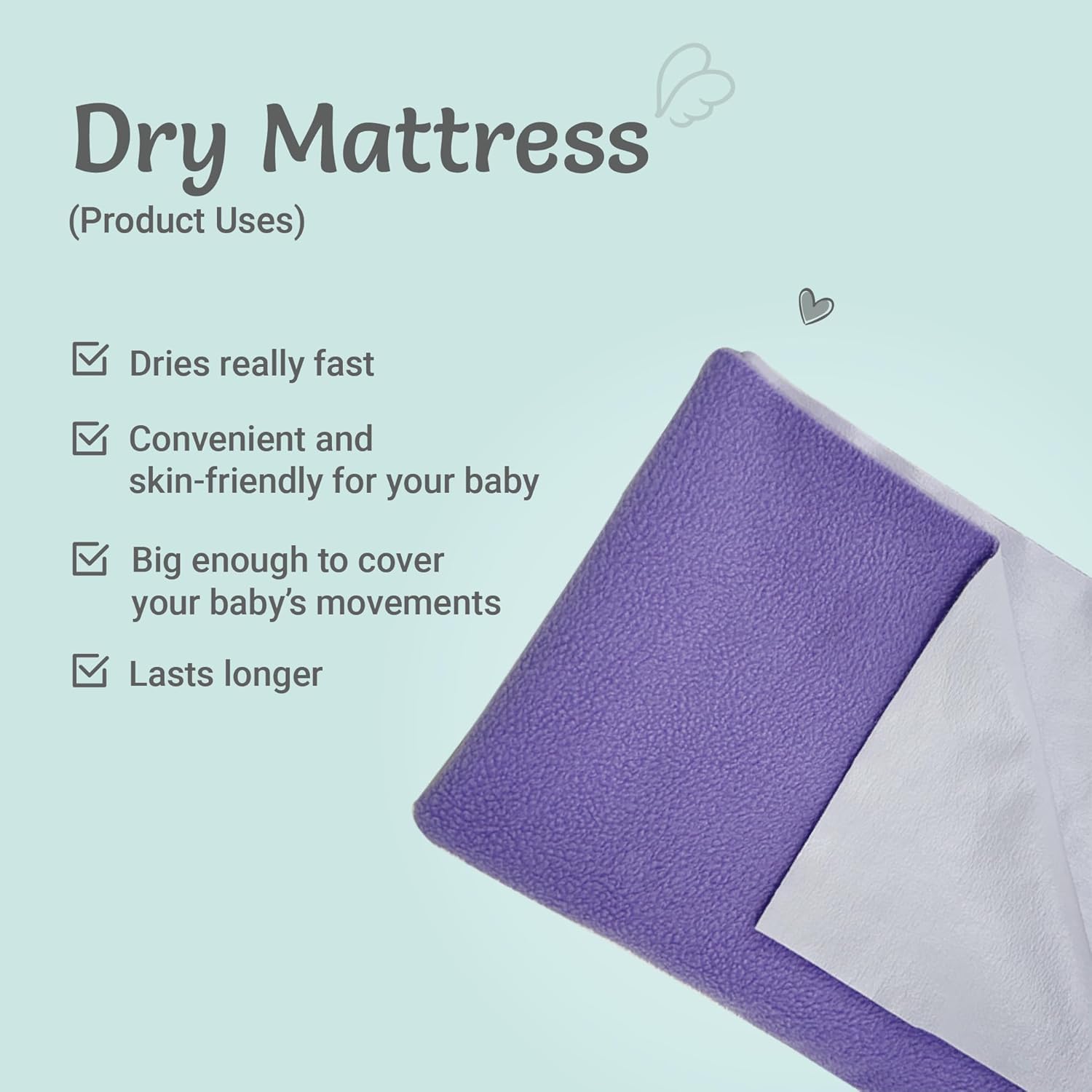 Kridlo 3-in-1 Baby Sleeping Bag & Waterproof Cot Sheet Set | Hypoallergenic, Soft & Lightweight Bedding for Newborns | Quick-Dry Extra Absorbent Mattress | Pack of 2 (Grey Nest with Purple Dry Mat) 4