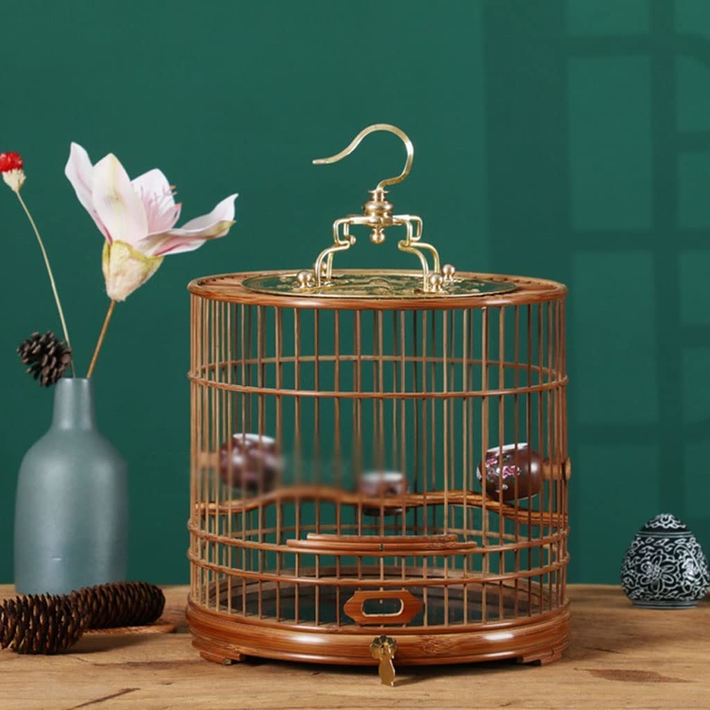 klatki dla ptaków Fioletowe bambusowe klatki dla ptaków Ręcznie robiona klatka dla ptaków Vintage domek dla ptaków Okrągły domek dla ptaków Transporter,Klatka dla ptaków(3 Hand Painted Bowl)