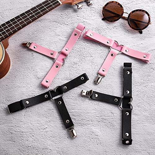 4 Pieces Heart Leg Garter Belt Adjustable Punk Gothic Leather Garter Thigh Garter With Anti-Slip Clips For Women Girl #TOP7