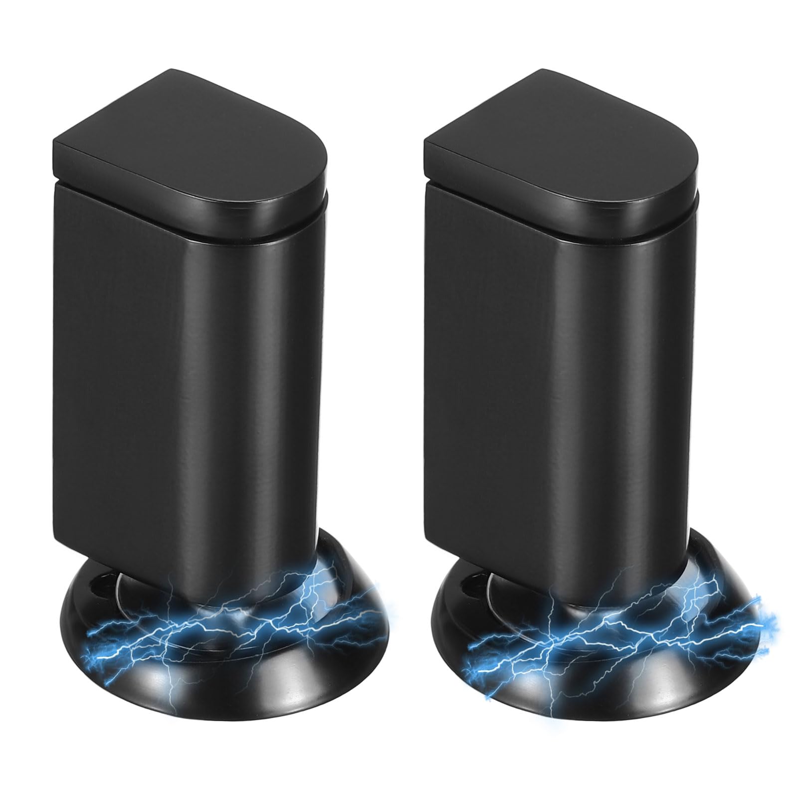 PATIKIL 2Pcs Magnetic Door Stoppers, Metal Windproof Door Catch with Adhesive and Screws to Keep Doors Open for Home Kitchen Bedroom Bathroom, Black