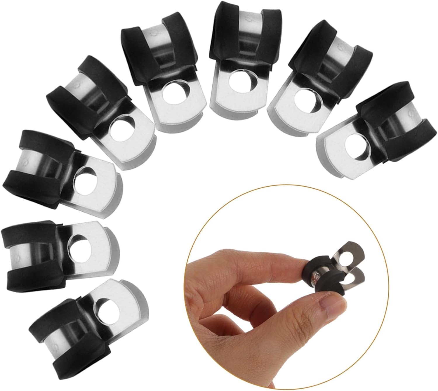 20Pcs Tube Clamps with Rubber Cushion Stainless Steel Cable Clamps for Secure Wire Pipe Fastening Easy Installation for DIY Projects Flexible Durable Suitable for Daily