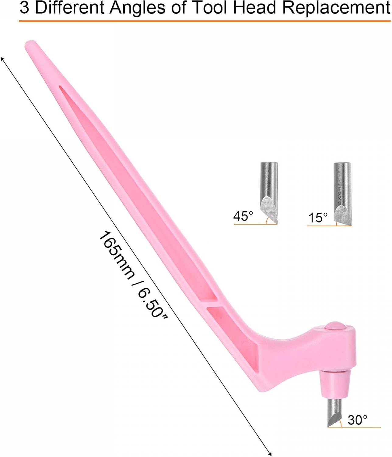 uxcell Craft Cutting Tools, 360 Degree Rotating Blades Stainless Steel Cutter with 15 30 45 Degree Blade for DIY Crafts Stencils Scrapbooks, Pink