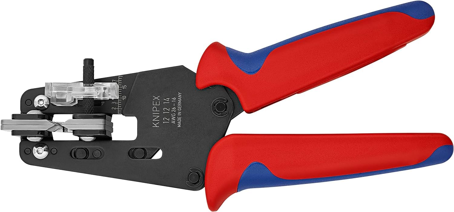 KNIPEX Alicate pelacables de precisión con cuchillas de forma precisa con mangos multicomponente 195 mm, 12 12 14 | Con cuchillas adaptadas con asas multicomponentes
