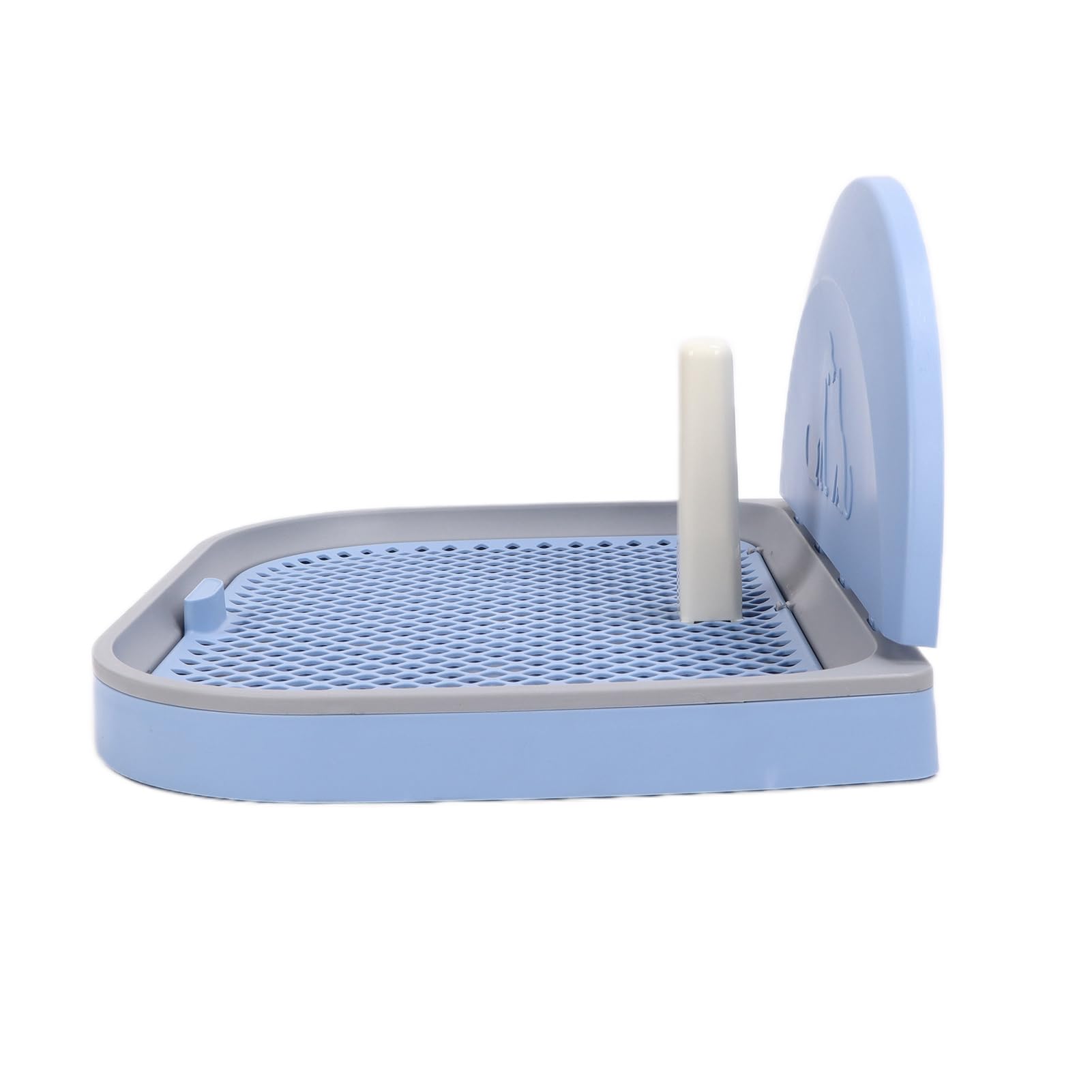 AMONIDA Inodoro para Mascotas, Bandeja Portátil de Malla para Orinal para Perros con Poste Extraíble para Perros Pequeños y Gatos, Plástico Fácil de Limpiar, 22,4 Pulgadas X 17,7 Pulgadas (cielo azul)
