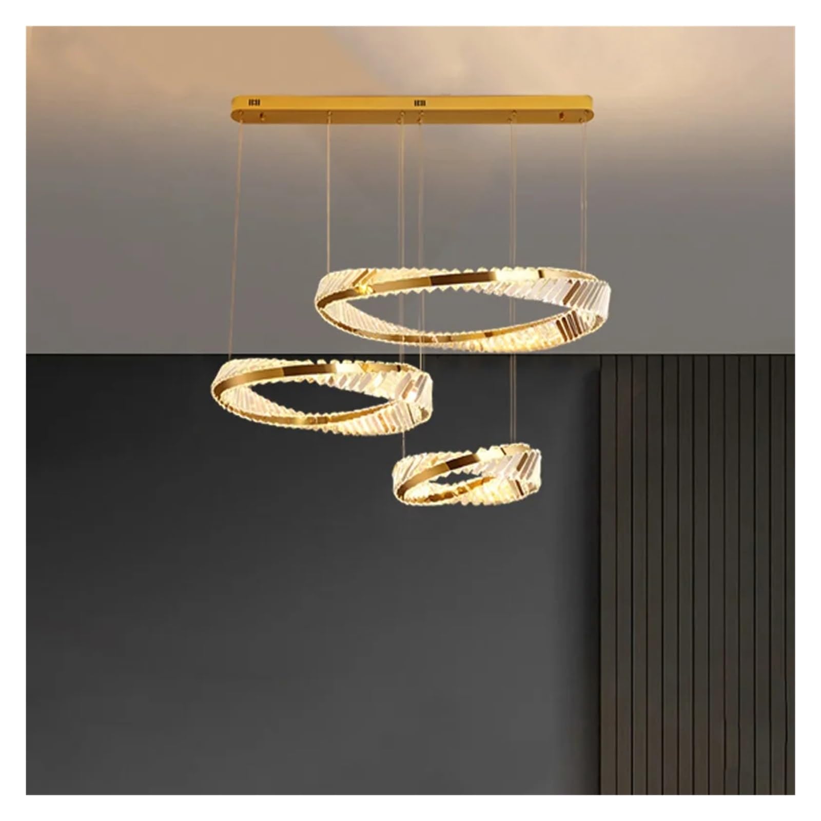 Abinlina Designer Round Gold Chandelier Wall Sconces Glossy Crystals - Elegant Lighting Fixture for Bedroom and Living Spaces(A40*60 * 80cm)
