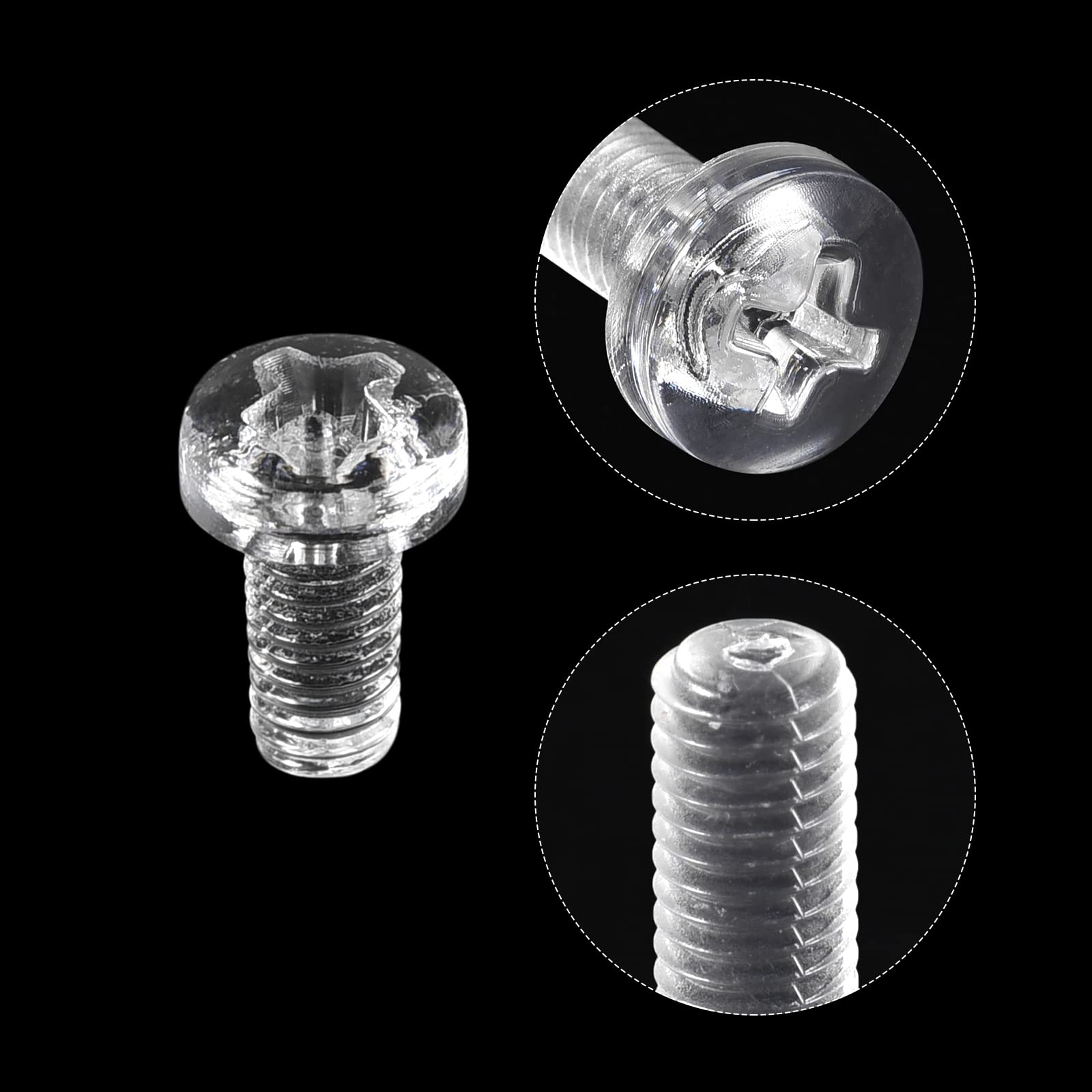 Amazon | uxcell ボルト プラスチック PC なべ頭 小ねじ 透明 M3x6mm 