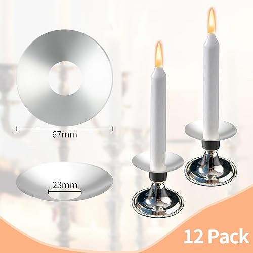 Miniatura 2 de 24 piezas de metal plateado para velas cónicas Bobeches protectores de goteo de velas redondas, atrapador de goteo de velas reutilizables,